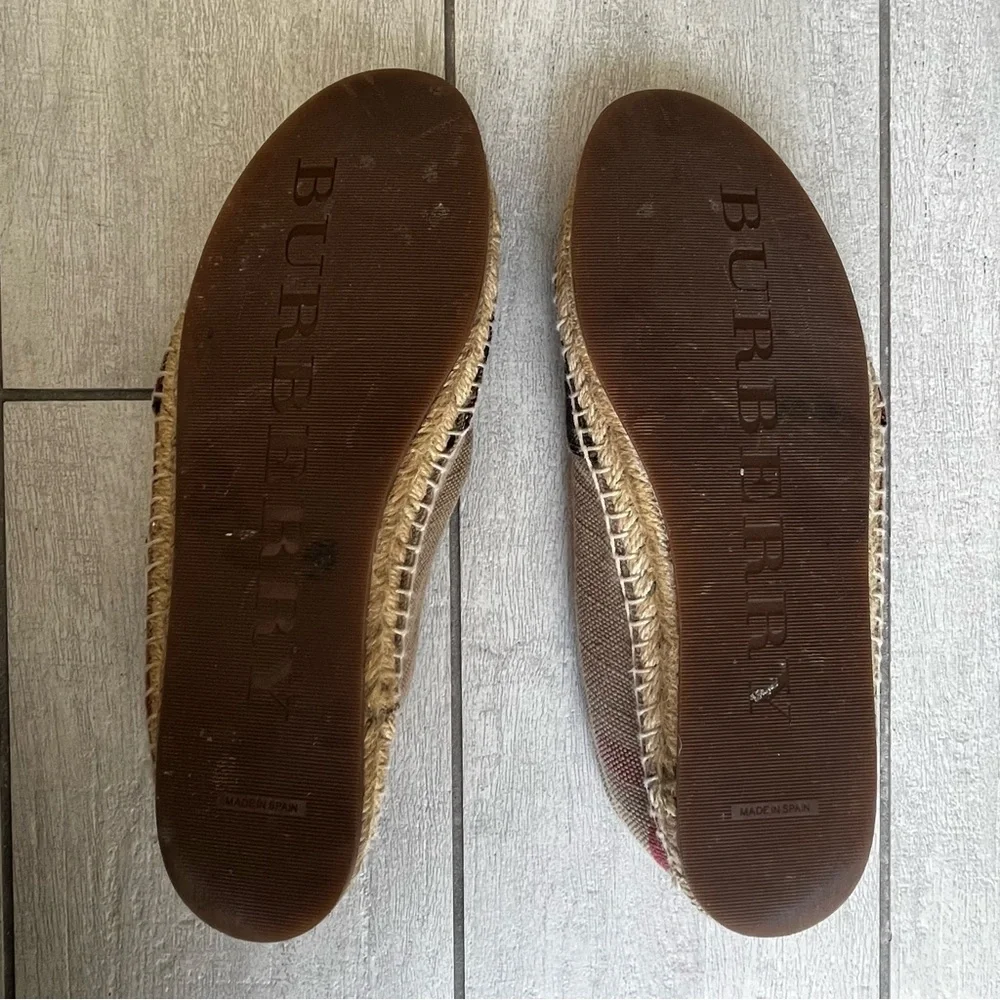 Burberry Authentic Beige Hodgeson House Check Canvas Flat Espadrille Size 7